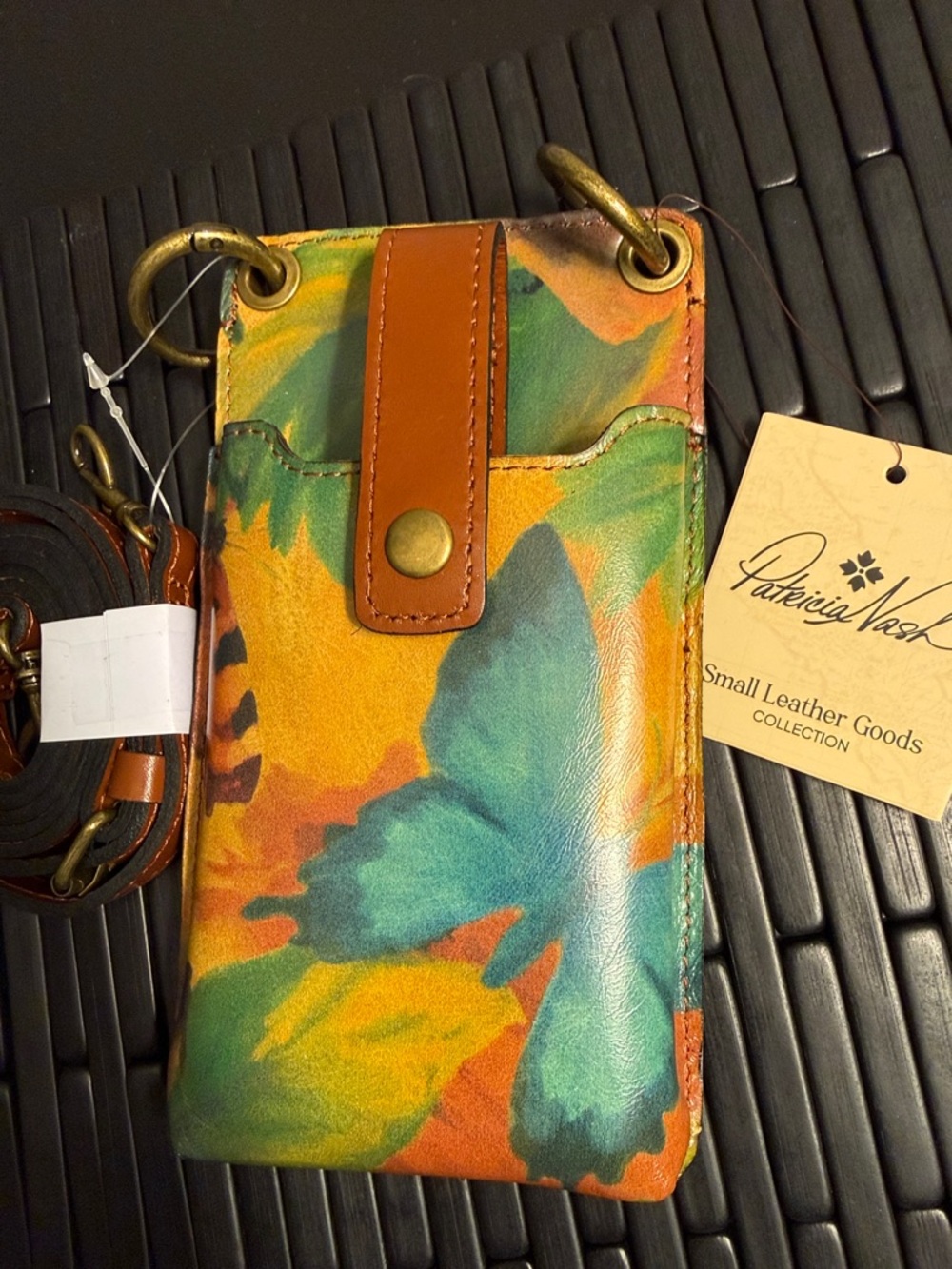 Patricia Nash “Farleigh” “Watercolor Butterfly”Leather Crossbody phone Bag, NWT